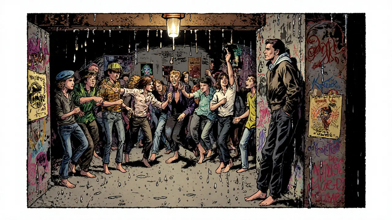 Underground club in Kadıköy with barefoot dancers and a single speaker blasting psychedelic rock.