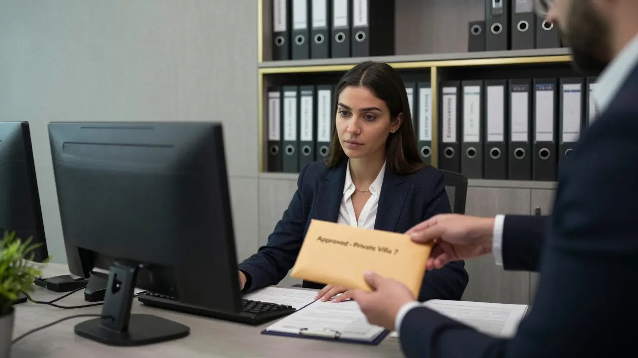 An agency office in Abu Dhabi with confidential client files and safety protocols displayed professionally.